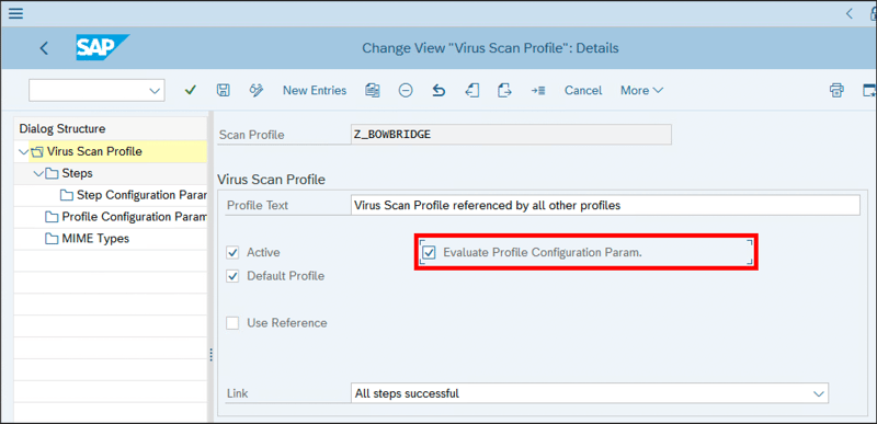 MIME-Type check virus scan profile